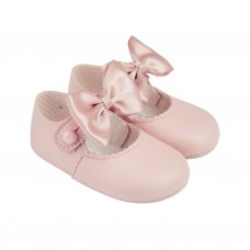 B750: Baby Girls Soft Soled Shoe- Dusty Pink (Shoe Sizes: 0-3)